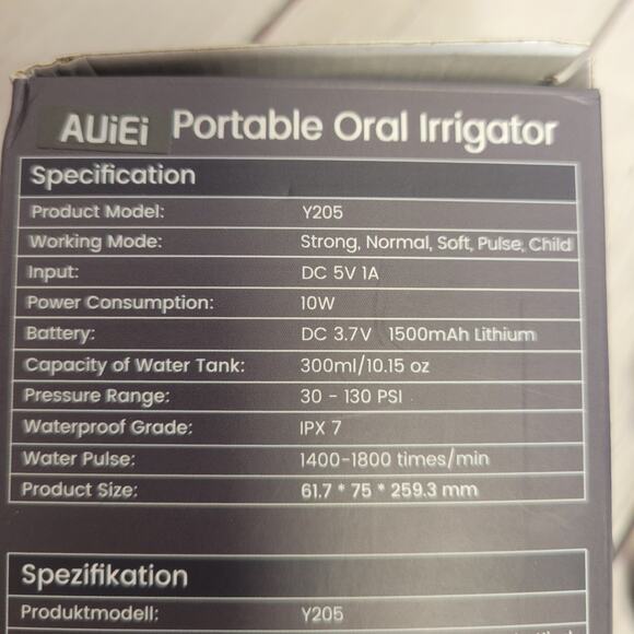 Auiei Portable Oral Irrigator Water Flosser Teeth Pick Cordless Rechargeable - Picture 8 of 11